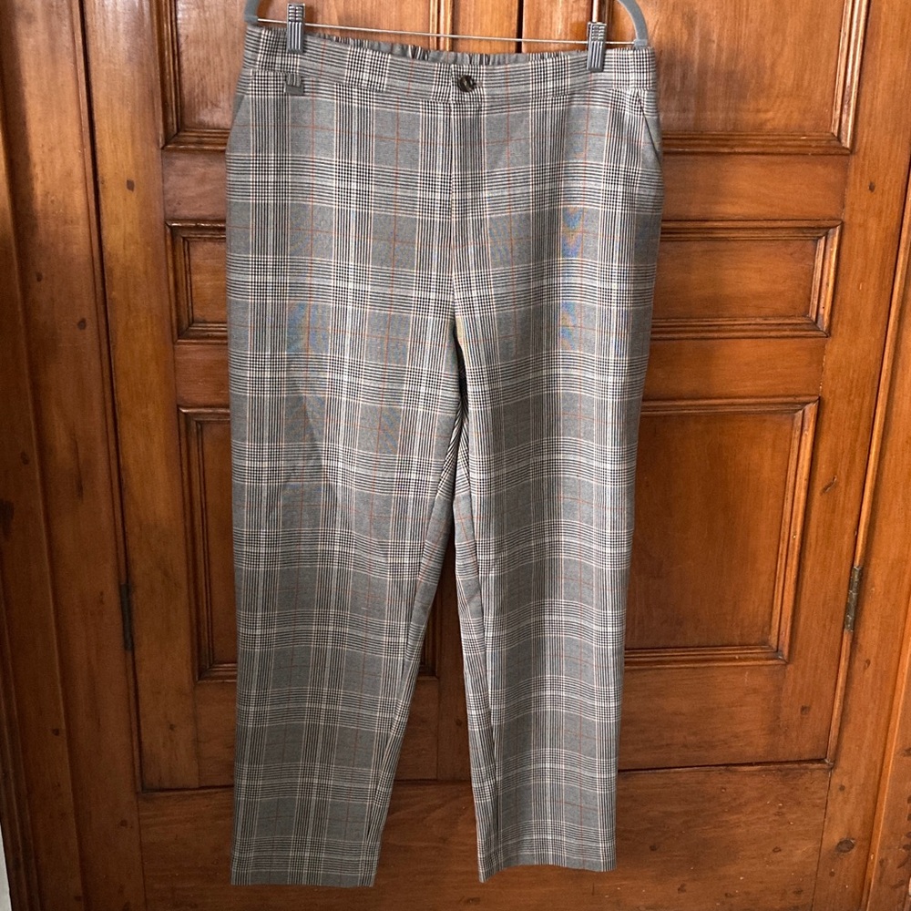 Black, Cream & Rust Plaid pants